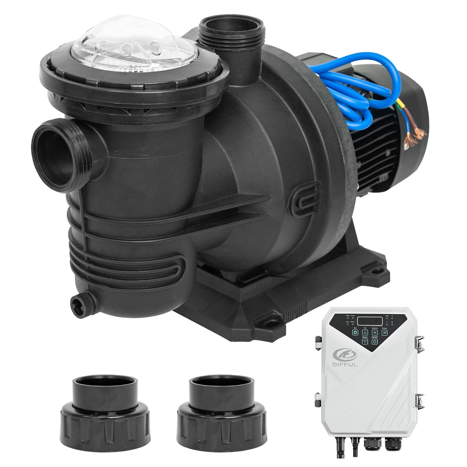 DIFFUL Pool Solar Pump Kit, 1.2 HP 90 GPM DC 60 ft For Household