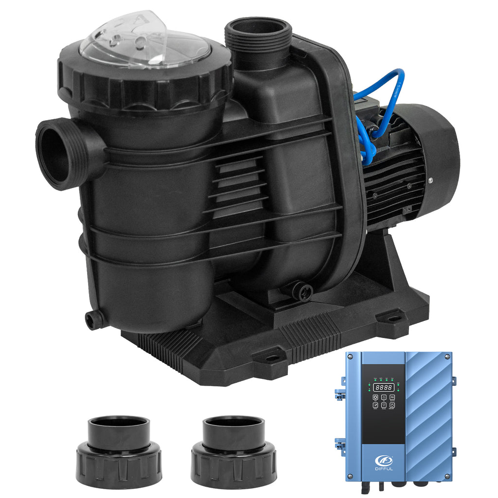DIFFUL Solar Swimming Pool Pump Supplier For Household 60 ft 1.6 HP 120 GPM AC/DC