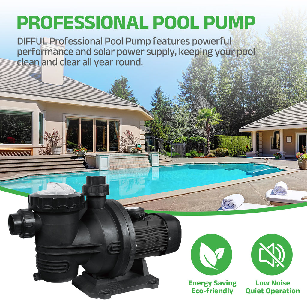 DIFFUL Pool Solar Pump Supplier,0.7 HP 65 GPM Flow DC For Home & Garden