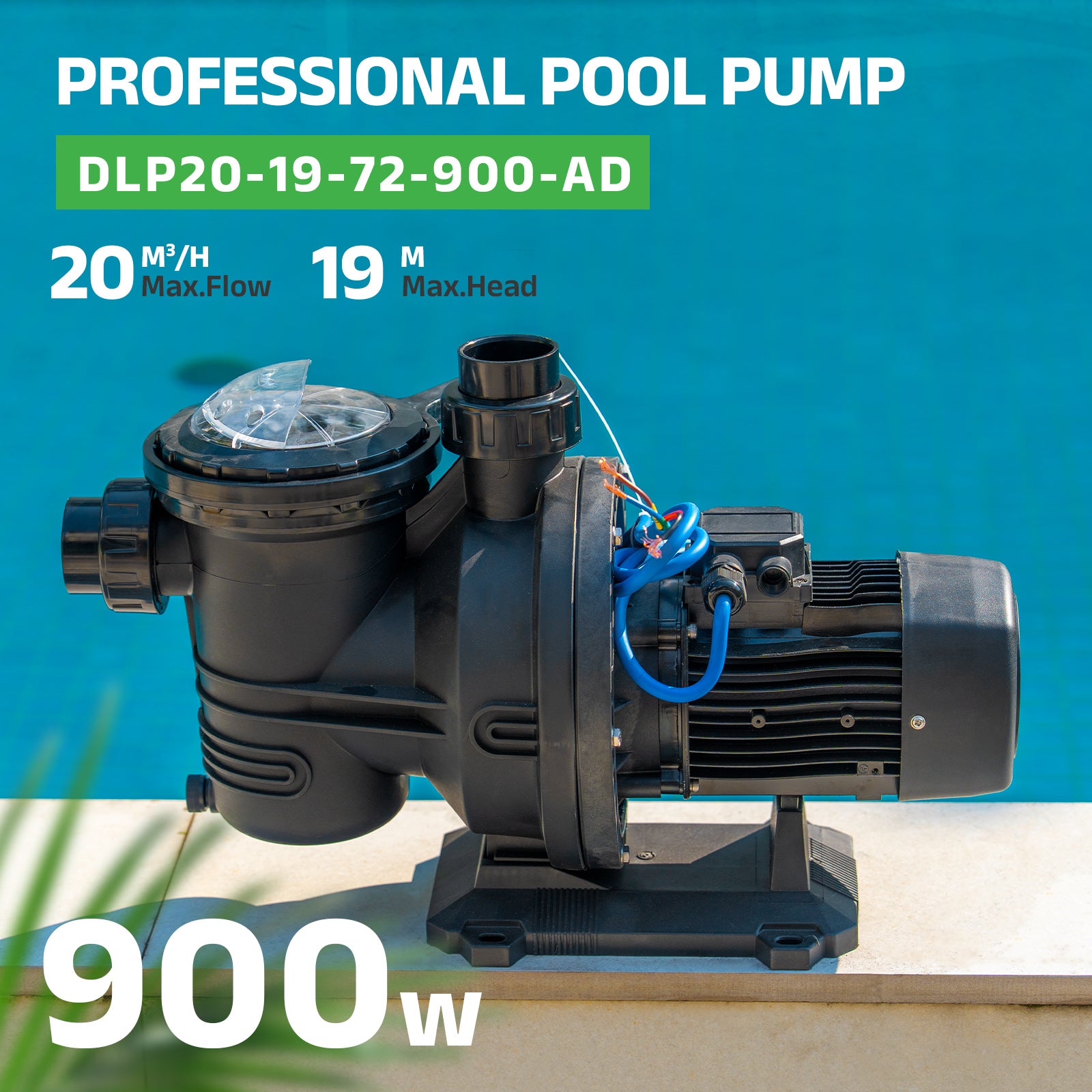 DIFFUL Solar Powered Pool Pump,1.2 HP 72 V AD 60 ft Head For Pool Draining