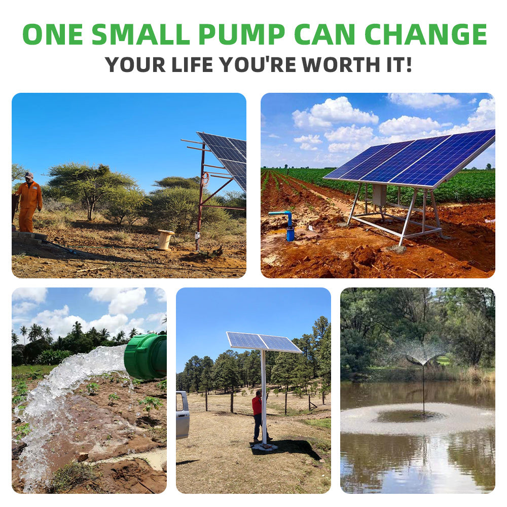 DIFFUL Solar Well Pump Kit , 3 inch 0.5 HP 15 GPM Flow DC For Farmland Irrigation