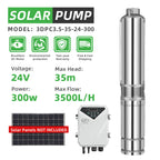 DIFFUL Solar Water Pump Kit, 3 inch 0.4 HP 15 GPM Flow DC 120 ft Head LED Display