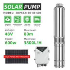 DIFFUL Solar Pumps System For Off-Grid Living With 3 inch 0.8 HP 48 V DC 265 ft Head 15 GPM Flow