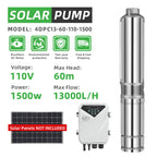 DIFFUL Solar Water Pump Kit, 4 inch 2 HP 55 GPM Flow DC 200 ft Head For Irrigation