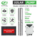 DIFFUL Solar Well Pumps Solutions For Irrigation With 4 inch 300 ft Head 40 GPM Flow 2 HP 110 V DC