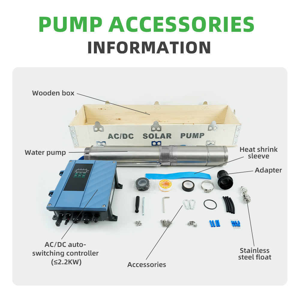 DIFFUL Solar Water Pump Solutions, 4 inch 3 HP 85 V - 280 V AC/DC For Livestock