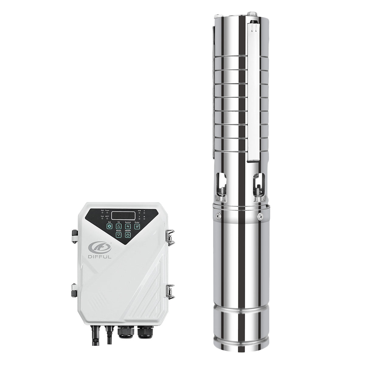 DIFFUL Solar Submersible Water Pump, 4 inch 0.7 HP 48 V DC For Off-Grid Living