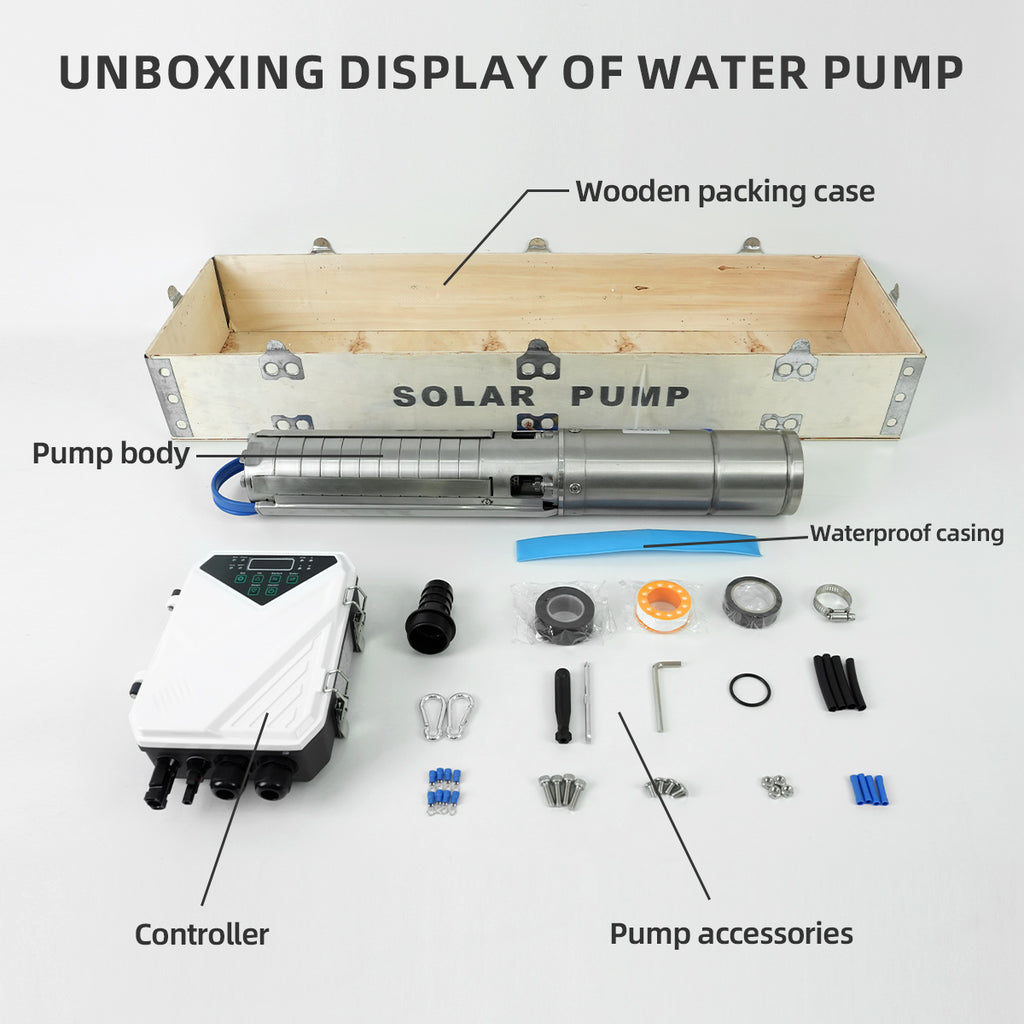 DIFFUL Solar Submersible Water Pump, 4 inch 0.7 HP 48 V DC For Off-Grid Living